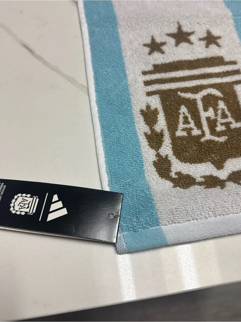 Adidas Argentina AFA National Team Fan Towel KE6159 White Light Blue Gold NWT